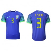 Brazília Thiago Silva #3 Vonkajší futbalový dres MS 2022 Krátky Rukáv